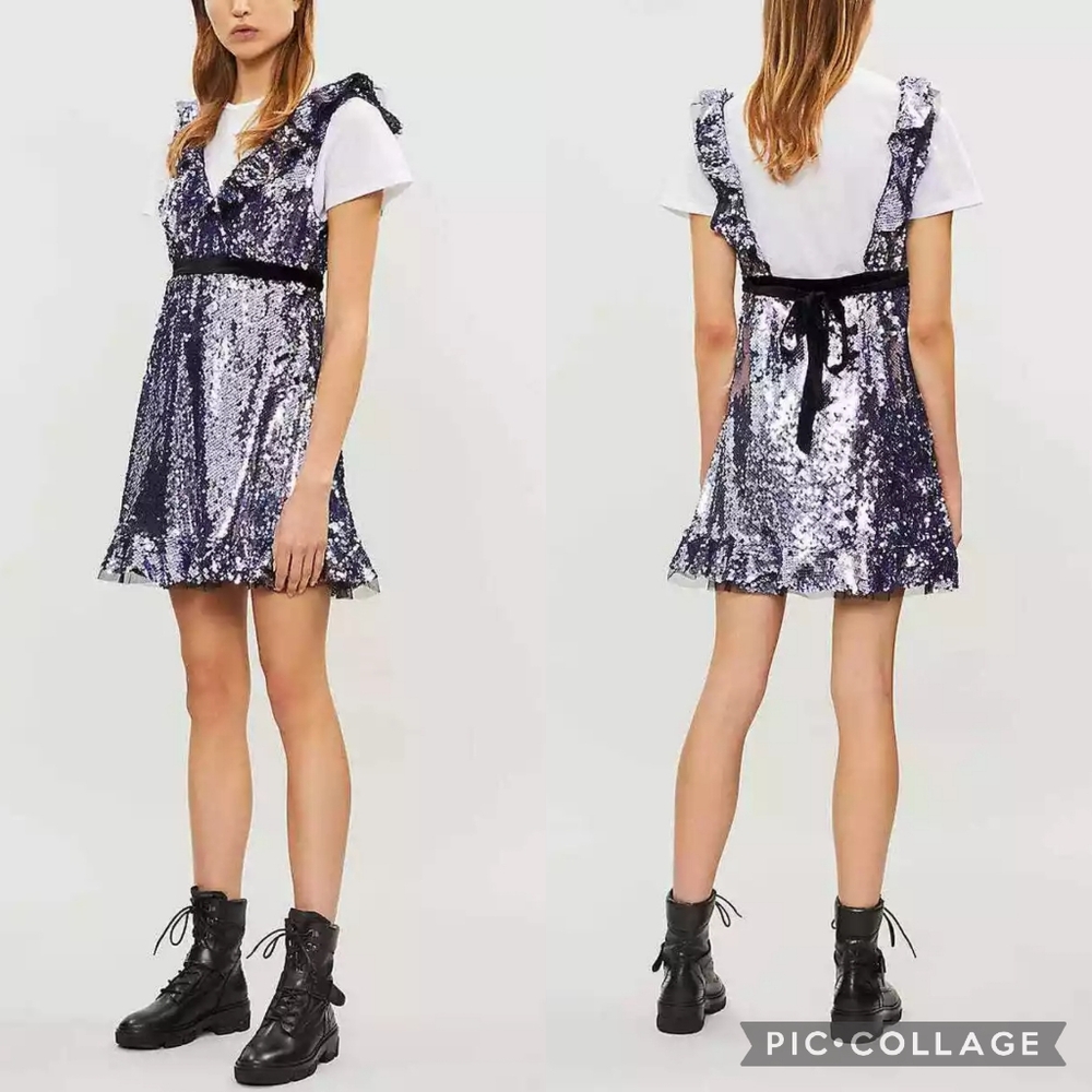 FREE PEOPLE Sequin Ruffle Dress Tulle Balletcore Coquette Cocktail Glam S 2 4 - Picture 2 of 4